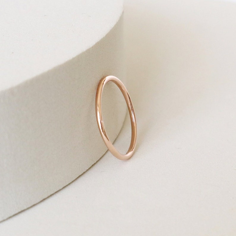 Dainty 9k rose solid gold ring . Thin Delicate stackable bands . Stacking ring or Wedding band . Christmas Gift ideas for women SAMENA image 7