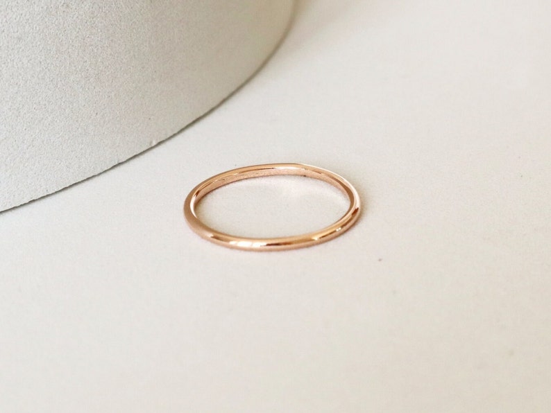 Dainty 9k rose solid gold ring . Thin Delicate stackable bands . Stacking ring or Wedding band . Christmas Gift ideas for women SAMENA image 6