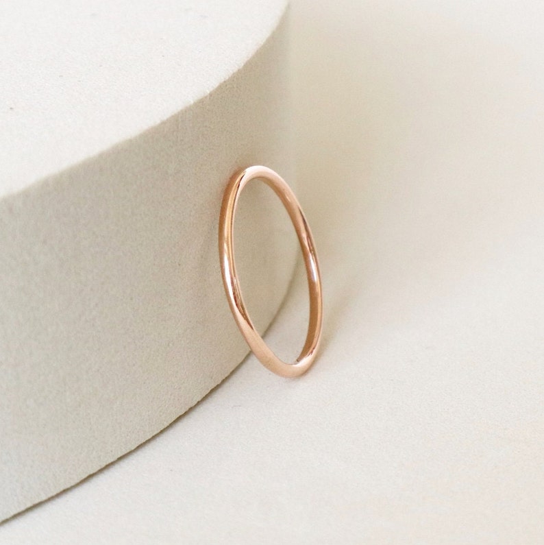 Dainty 9k rose solid gold ring . Thin Delicate stackable bands . Stacking ring or Wedding band . Christmas Gift ideas for women SAMENA image 5