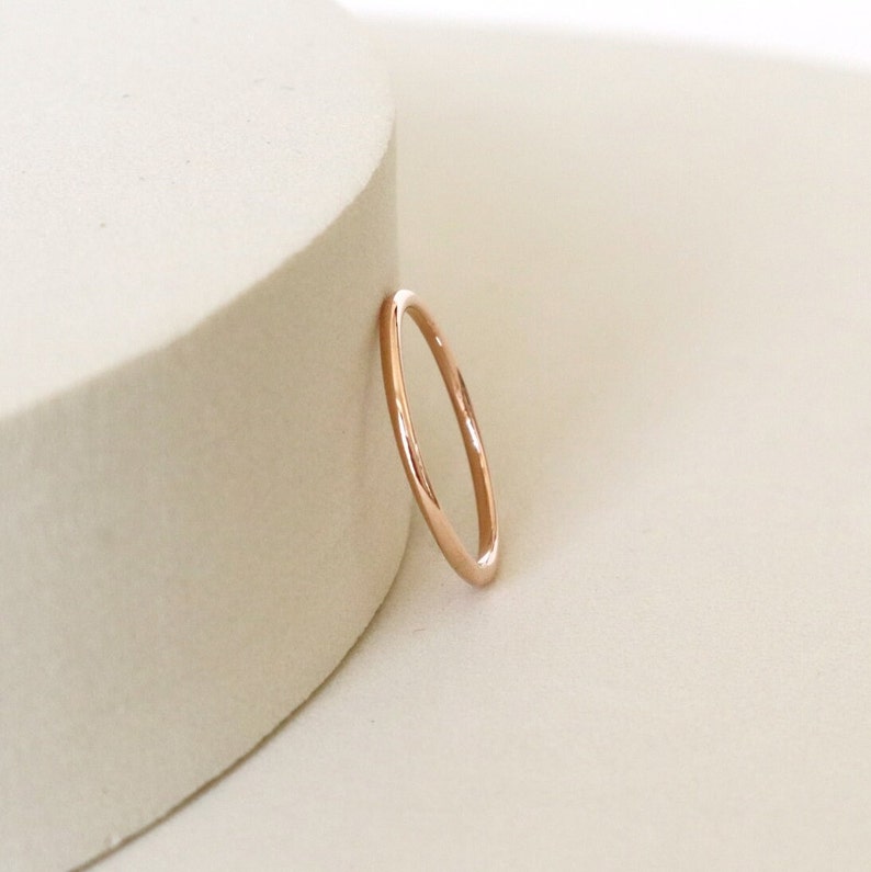 Dainty 9k rose solid gold ring . Thin Delicate stackable bands . Stacking ring or Wedding band . Christmas Gift ideas for women SAMENA image 9