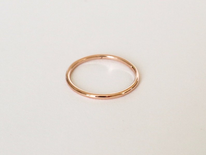 Dainty 9k rose solid gold ring . Thin Delicate stackable bands . Stacking ring or Wedding band . Christmas Gift ideas for women SAMENA image 3