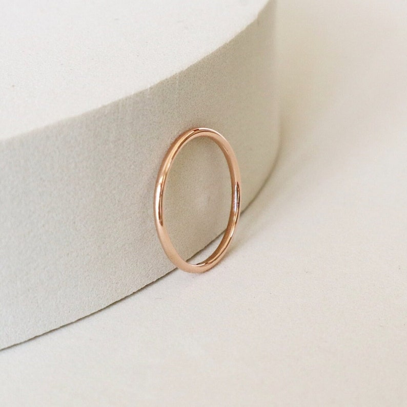 Dainty 9k rose solid gold ring . Thin Delicate stackable bands . Stacking ring or Wedding band . Christmas Gift ideas for women SAMENA image 1