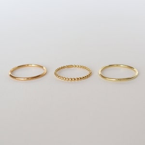Tiny set of 3 delicate stacking rings for women. 18K Gold plated . Dainty minimalist stackable ring . Christmas gift women SAMENA image 5