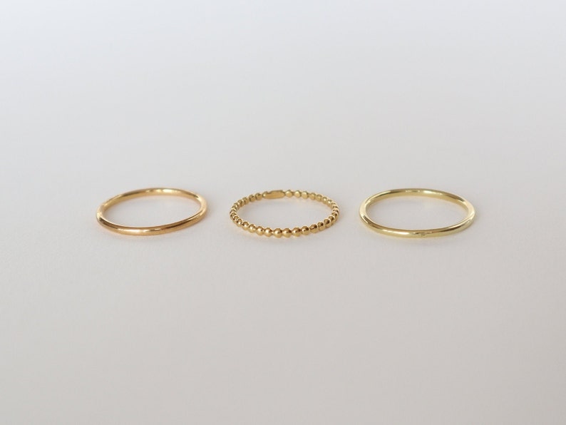 Tiny set of 3 delicate stacking rings for women. 18K Gold plated . Dainty minimalist stackable ring . Christmas gift women SAMENA image 5