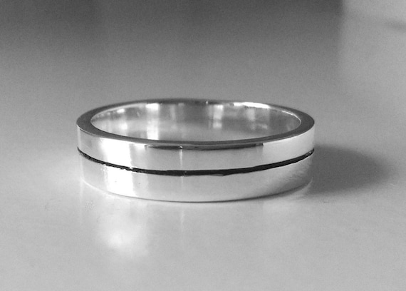 Buy Black Line Mens Band Ring in Sterling Silver . Mens Ring or Wedding Band  . 925 Silver Rings . Christmas Gifts for Husband Men Him . SAMENA Online in  India - Etsy