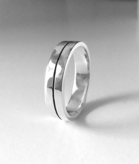 925 silver ring - glazed black stripe, smooth and shiny surface | Jewellery  Eshop EU