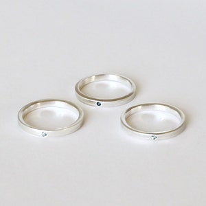 3 bagues argent et topazes . Lot de 3 délicats anneaux empilables topaze naturelle bleue . Bague femme décembre . Cadeau noël . SAMENA image 4