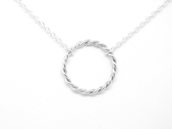 Women. Dainty Silver Necklaces . Circle 