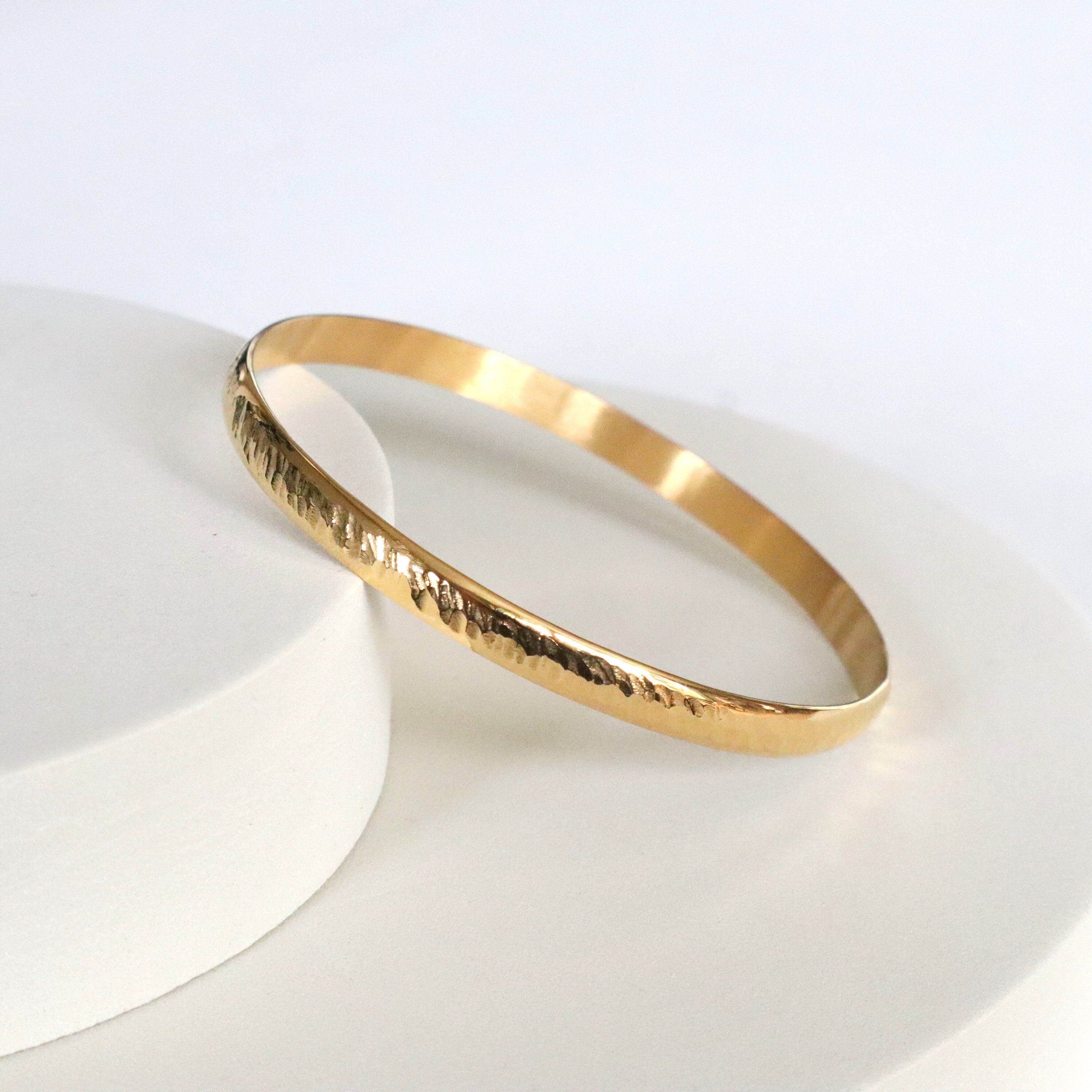 18K Gold Plated Hammered Bangle . Textured Bangles Bracelets - Etsy