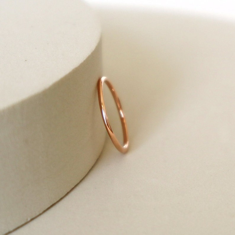 Dainty 9k rose solid gold ring . Thin Delicate stackable bands . Stacking ring or Wedding band . Christmas Gift ideas for women SAMENA image 8