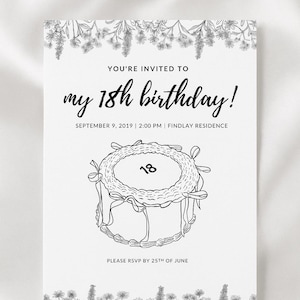 Editable 18's Invitation | Minimalistic Design | Cute 18th Birthday Invitations for 18th | 18th Birthday Invitation