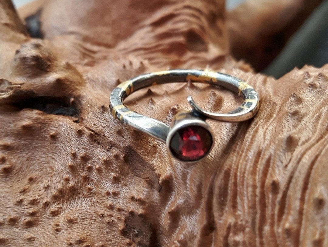 Bague Femme En Or 24 Ct Et Argent 925 – Rubis Et Grenat – Taille 51 – Bijou Élégant Pour Occasion Spéciale