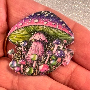 Mystical Toadstool Enamel Pin: Handmade Recycled Tin Brooch