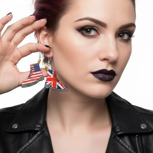 Upcycled Soda Can Boot Earrings, Dr Martens Style, Handmade