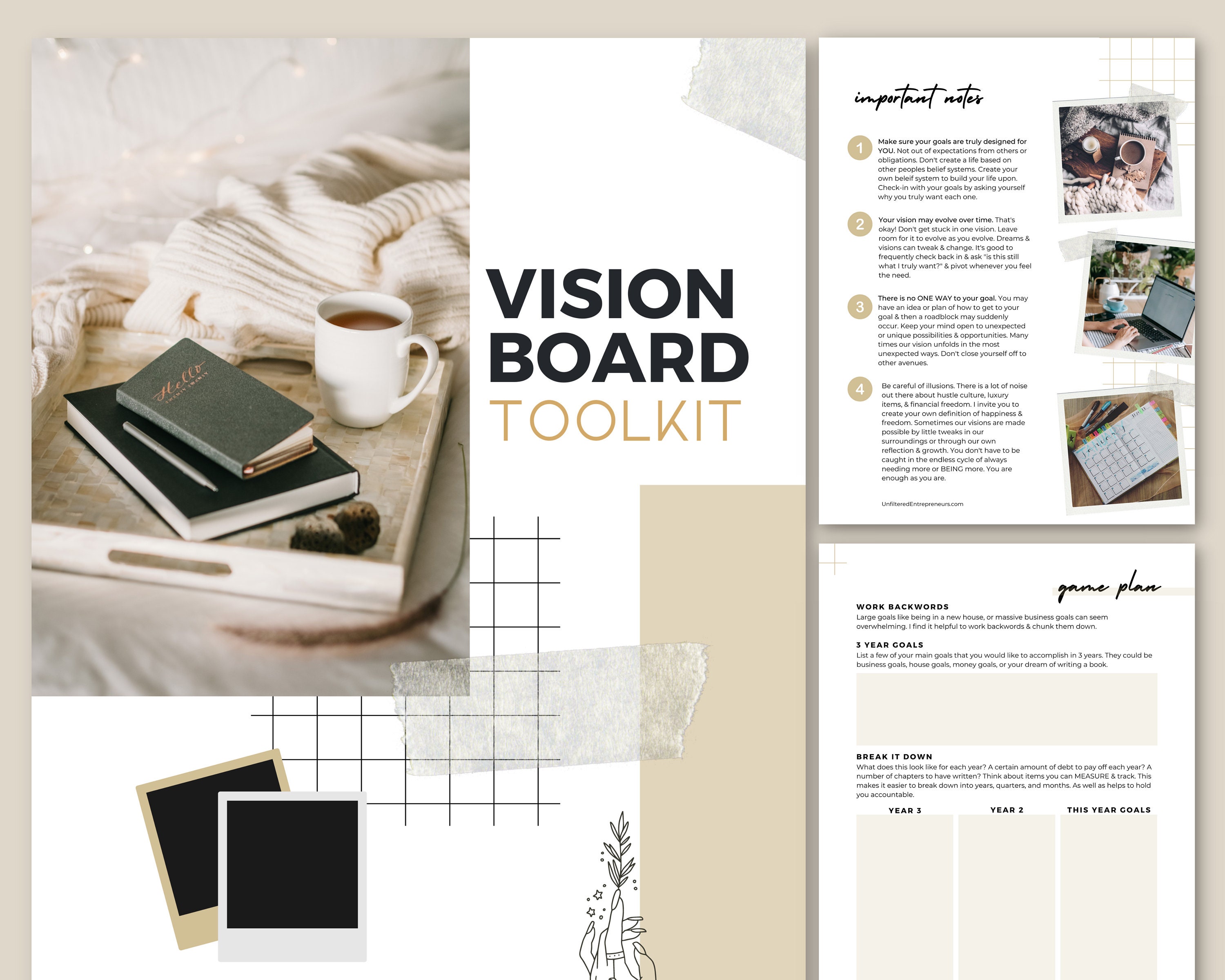 Vision Board Planner Insert, Digital Planners, Web Design