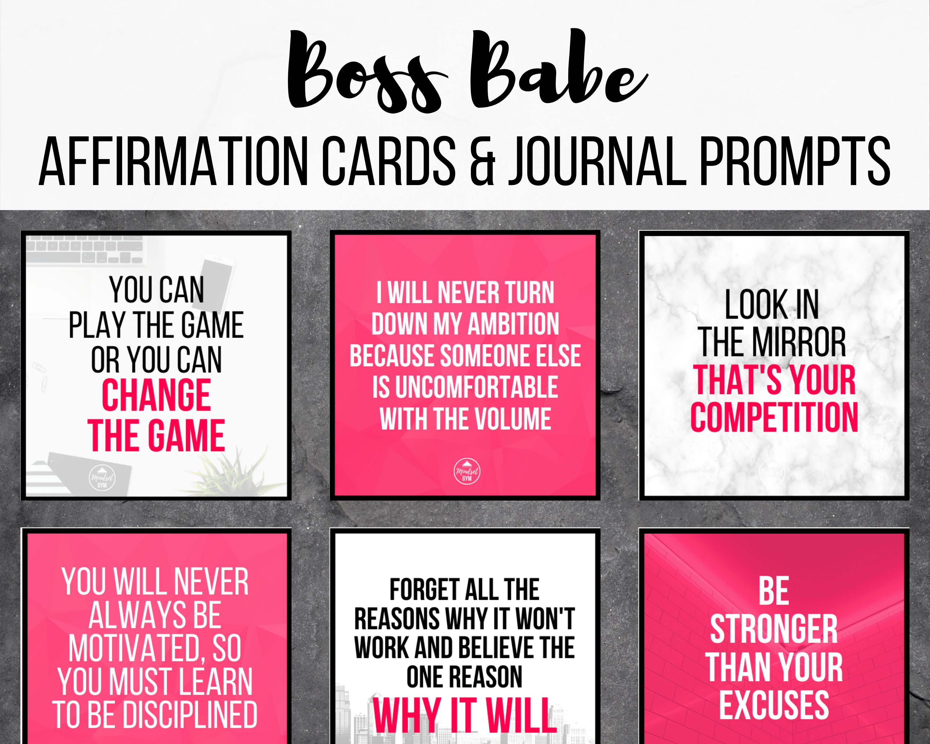 Boss Babe Affirmation Cards Lady Boss Journal And Business Etsy