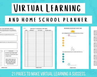 Virtual Learning & Homeschool Planner - Printable Homeschool Planner, Homeschool Schedule, Homeschool Organizer, Online Learning Planner