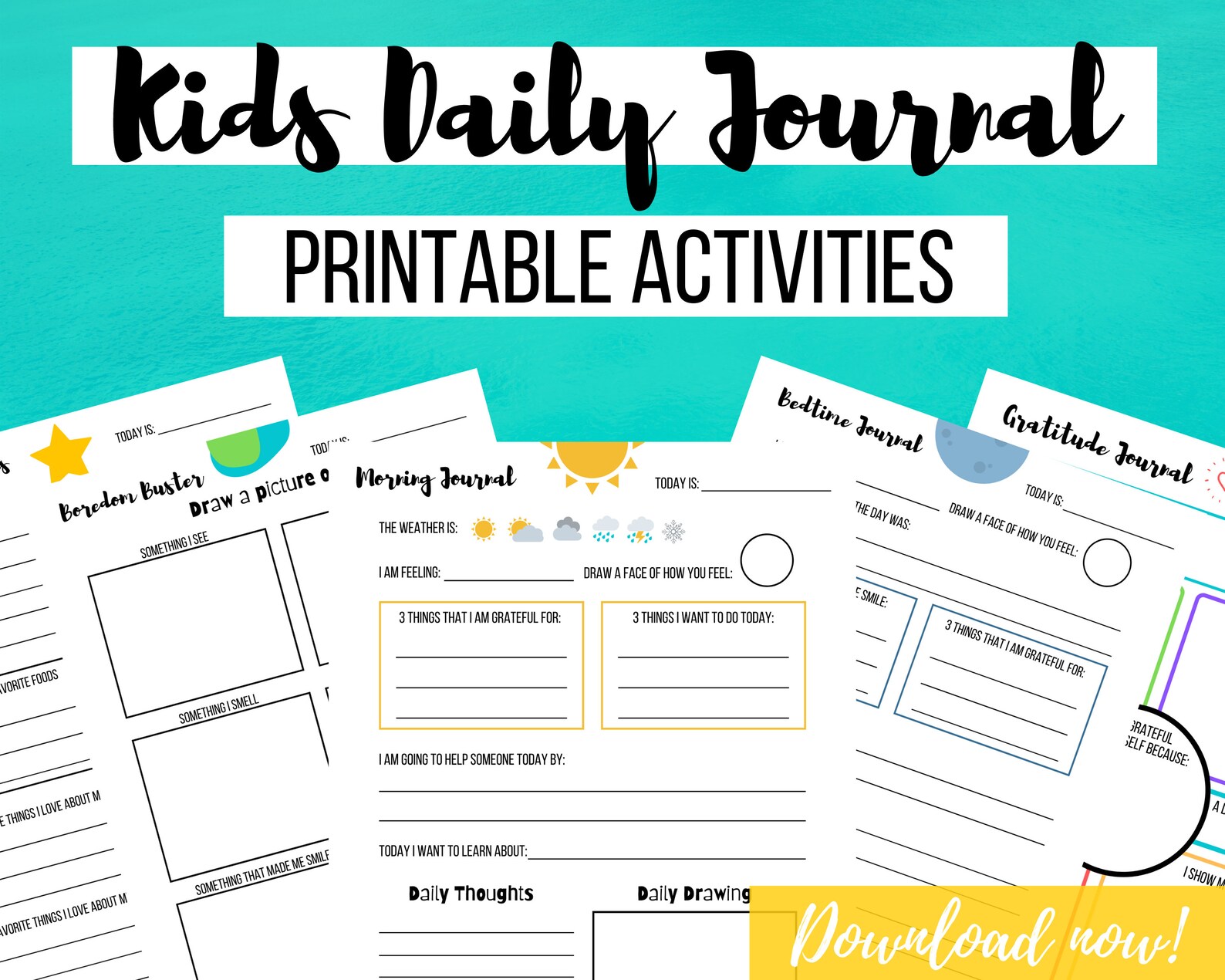 Kids Daily Journal Printable Kids Activity Downloads Etsy Canada
