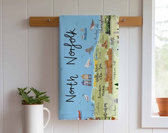 North Norfolk Map Tea Towel | 100% Cotton | Homeware and Kitchen Gifts