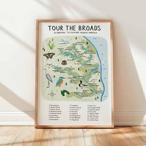 Norfolk Broads Map Print | Illustrated Tour of the Broads
