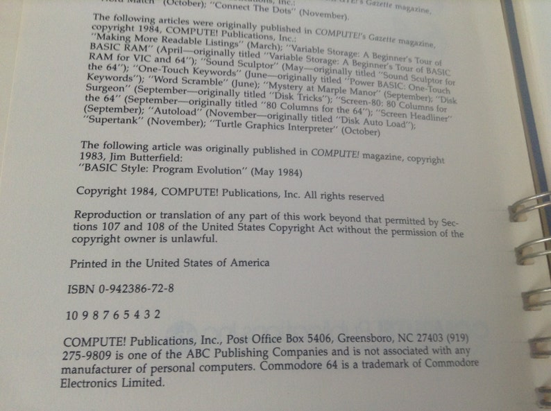 Compute's Third Book of Commodore 64, 1984, First Edition image 6