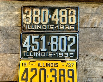 Vintage Illinois 1930's license plates