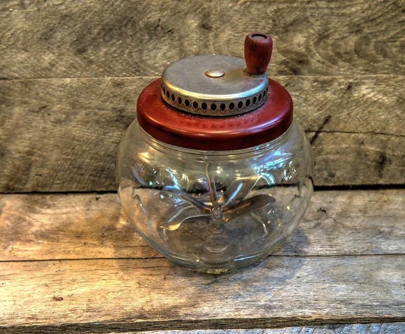 Antique Glass Jar Egg Beater Etsy