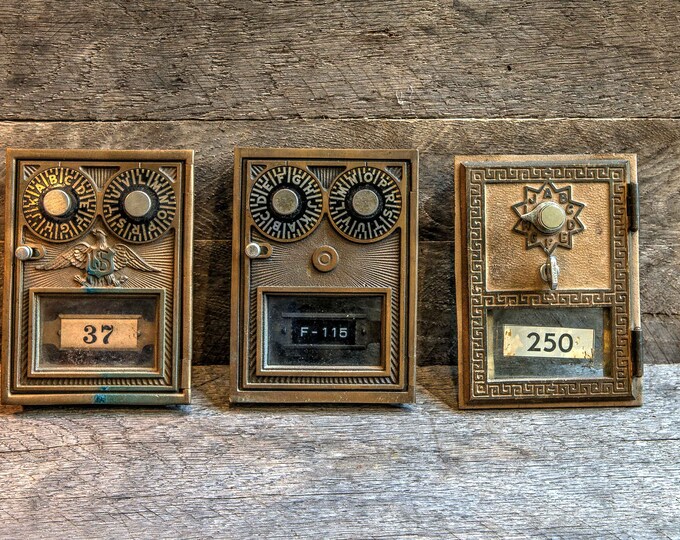 Antique Brass Post Office Box Doors Etsy