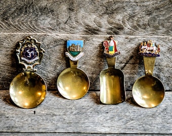 Vintage Brass and Enamel Tea Caddies