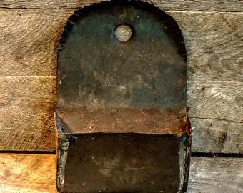 Antique Tin Match Safe/Wall Pocket