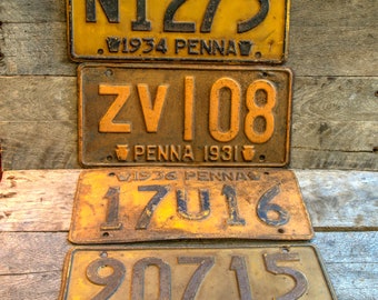 Vintage 1930's Pennsylvania license plates