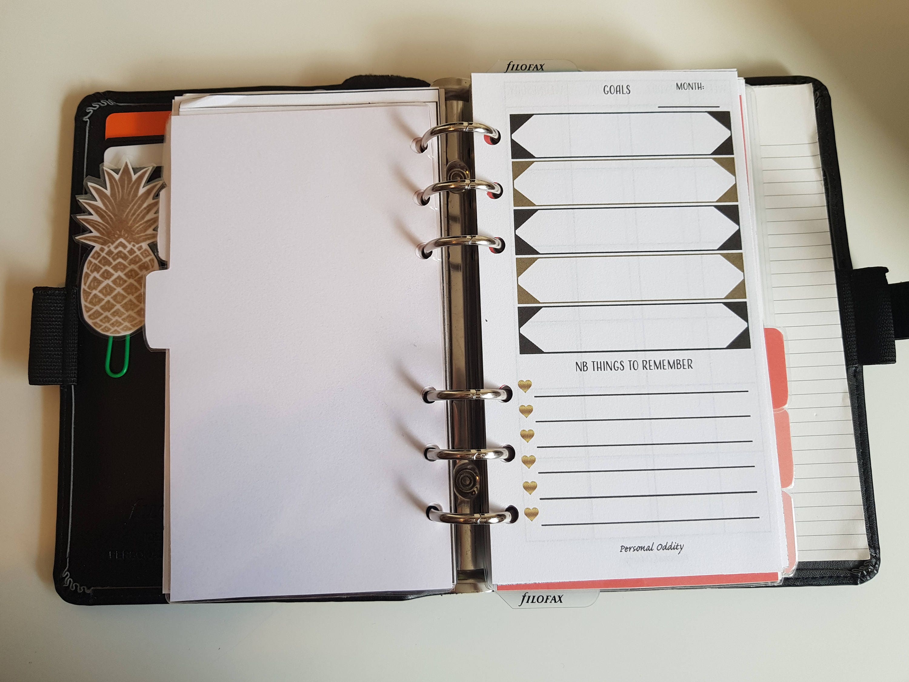 Personal Size Filofax Planner Inserts, Monthly CALENDAR, Dates Not