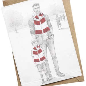 Tarjeta de papá de fútbol rojo y blanco / Tarjeta del mejor papá / Tarjeta del Día del Padre de Fútbol / Tarjeta de cumpleaños de papá