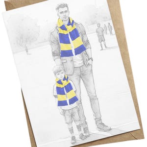 Tarjeta de papá de fútbol azul y amarillo / Tarjeta para el mejor papá / Tarjeta del Día del Padre de Fútbol / Tarjeta de cumpleaños para papá