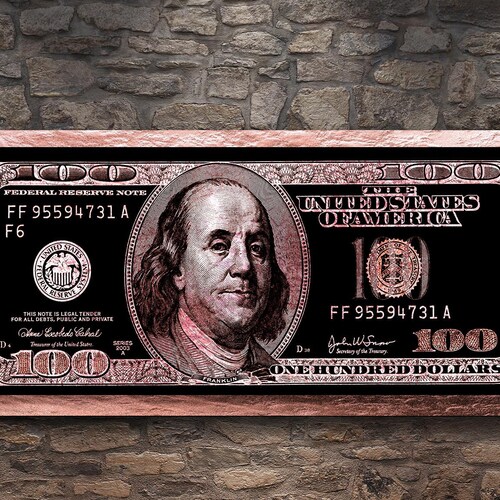 100 Dollar Bill Print Money Art Entrepreneur Art Rose Gold Etsy
