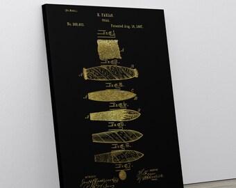 Cigar Patent Print On Canvas, Cigar Decor, Cigar Art Print, Cigar Lover Gift, Cigar Art,  Man Cave Decor, Gift For Dad, Father's Day Gift