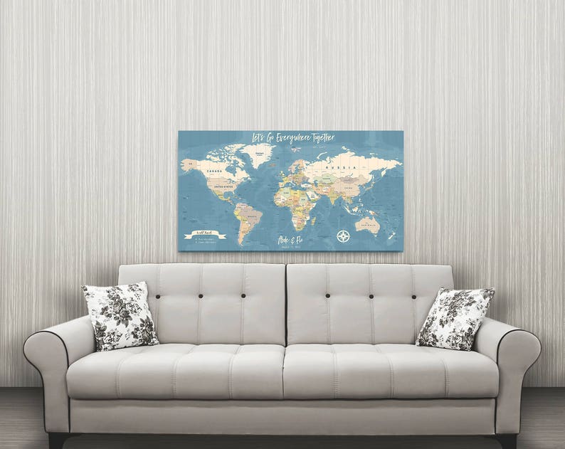 Personalized World Travel Map Personalized Push Pin Map Etsy