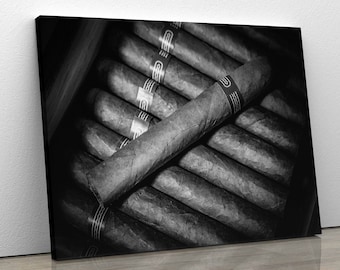 Cigar Art Canvas, Cigar Rolling, Cigar Collector, Modern Home Decor, Man Cave Art, Cigar Smoker, Canvas, Paper Options