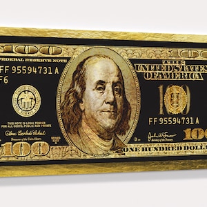 100 Dollar Bill, Money Art, Entrepreneur Art, Gold 100 Dollar Bill ...