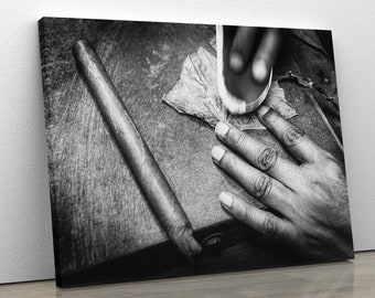 Cigar Art Canvas, Cigar Rolling, Cigar Collector, Modern Home Decor, Man Cave Art, Cigar Smoker, Canvas, Paper Options