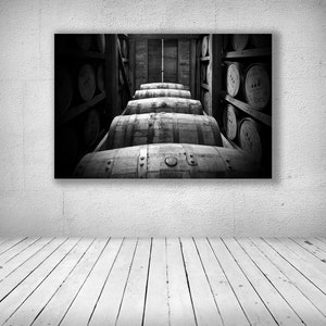 Whiskey Barrel Art Canvas, Whiskey Barrel, Modern Home Decor, Man Cave Art, Whiskey Print, Canvas, Paper Options