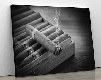 Cigar Art Canvas, Cigar Rolling, Cigar Collector, Modern Home Decor, Man Cave Art, Cigar Smoker, Canvas, Paper, Options