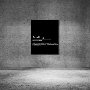 Printable Adulting Definition Wall Art, Office Decor, Business Inspiration, Digital Download, Definition Print