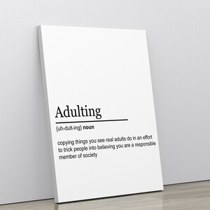 Printable Adulting Definition Wall Art, Office Decor, Business Inspiration, Digital Download, Definition Print