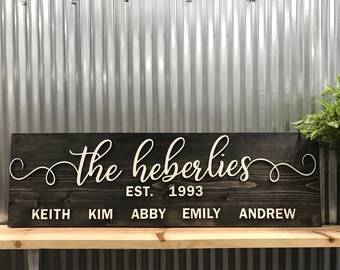 Family Sign | 3D | Wood Sign | Personalized Sign | Farmhouse | Decor | Rustic | Painted Sign | Customized Decor | Monogram | Black and White