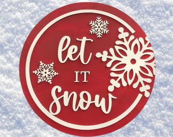 Let It Snow Door Hanger, 18"D, Christmas Doorhanger, Christmas Porch Decor, Let It Snow Sign, Let it Snow Wreath, Let It Snow Ornament