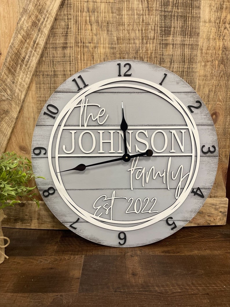 Oversized Family Wall Clock Wedding Wall Clock Rustic Wall Etsy
