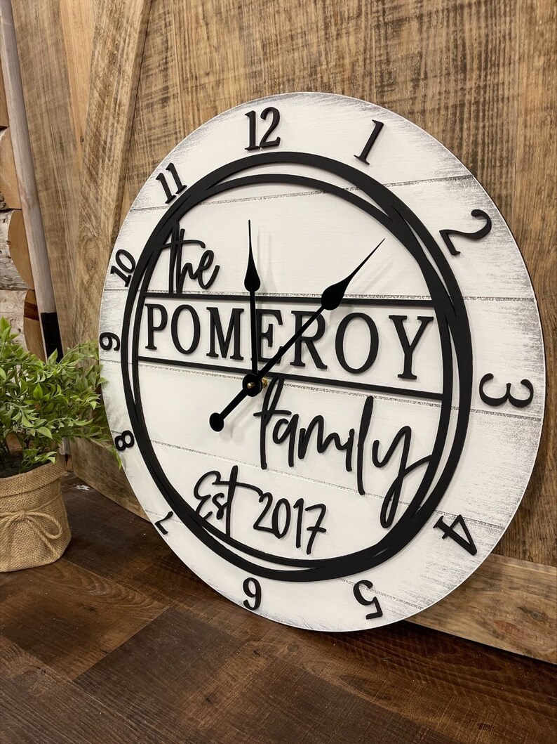 Black and White Family Wall Clock 20or 24d Etsy