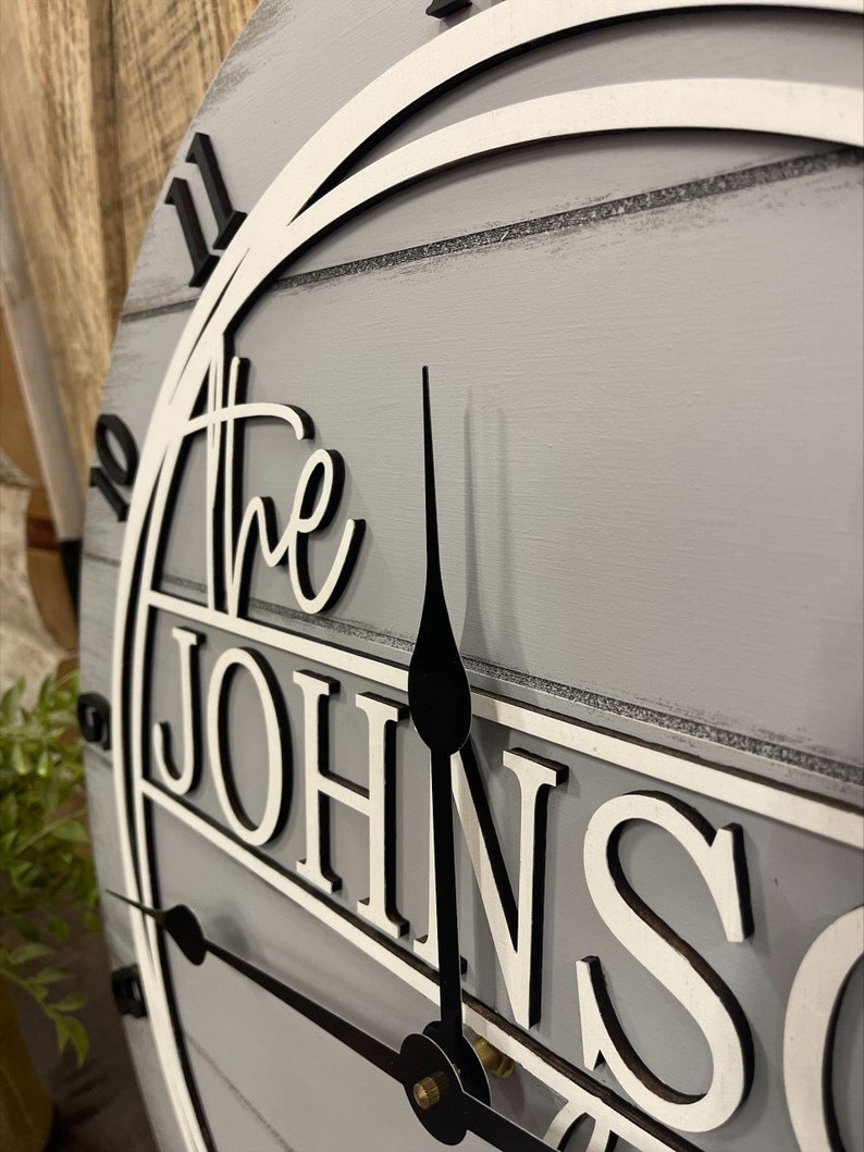 Oversized Family Wall Clock Wedding Wall Clock Rustic Wall Etsy