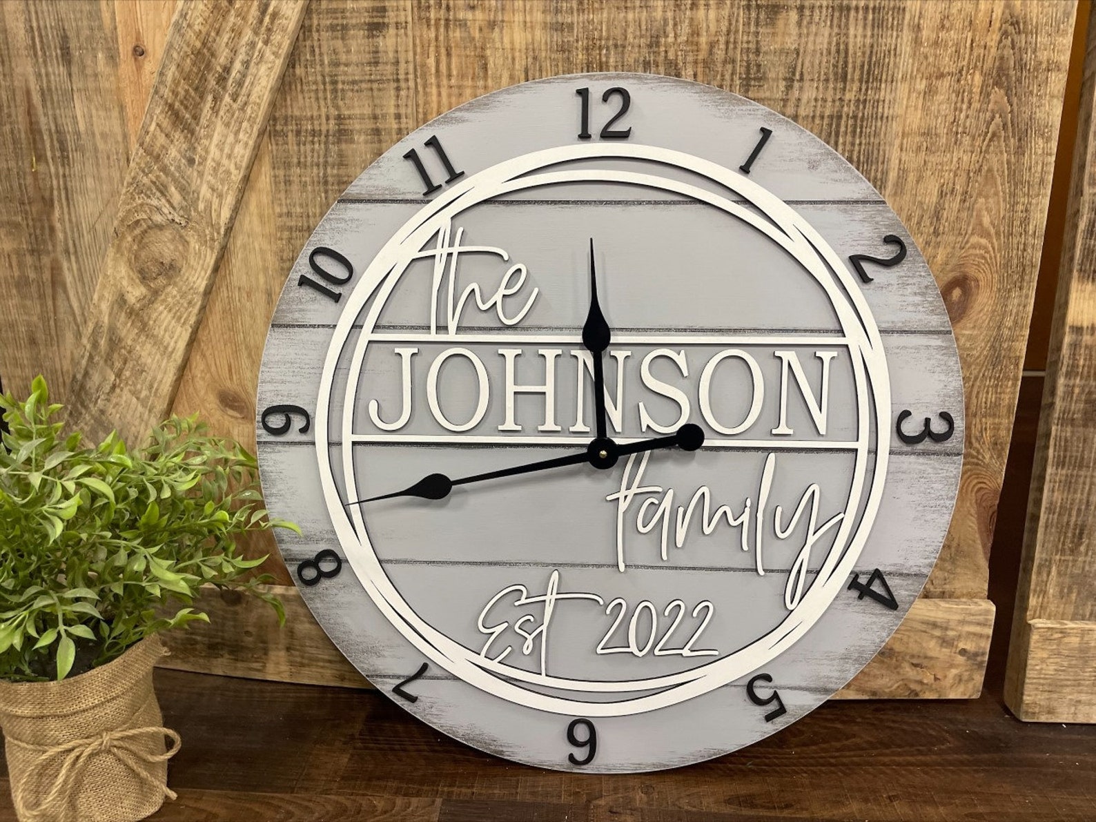 Oversized Family Wall Clock Wedding Wall Clock Rustic Wall Etsy